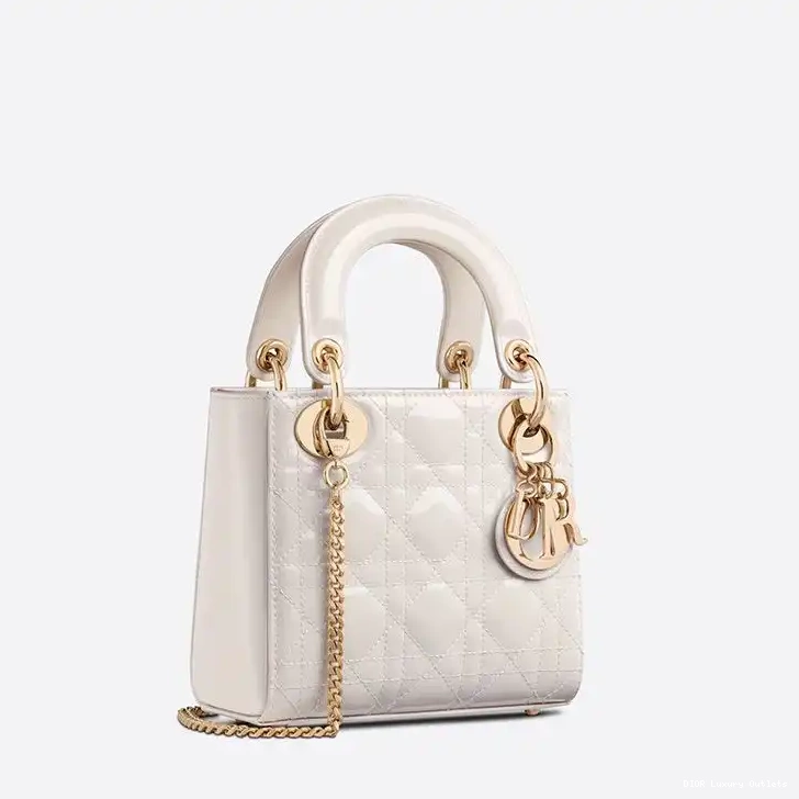 Cheap White Calfskin Lady Patent Cannage Bag Mini Dior 0620 Luxury